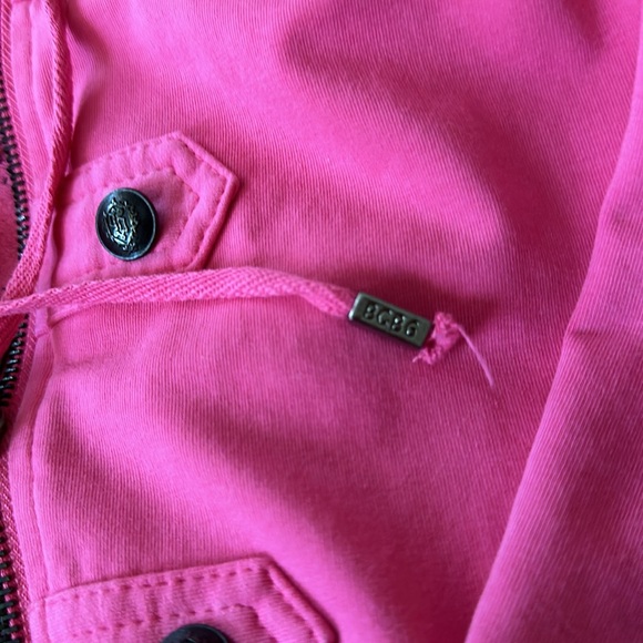 Women’s BCBG pink jacket with hoodie, cross/embellishments, size L - Picture 14 of 14